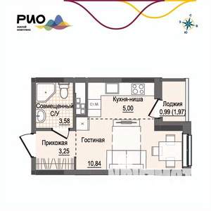 Студия квартира, вторичка, 23м2, 13/17 этаж