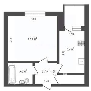 1-к квартира, вторичка, 27м2, 9/10 этаж