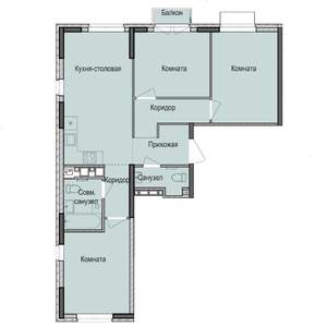 3-к квартира, строящийся дом, 72м2, 4/17 этаж