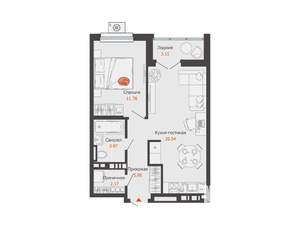 1-к квартира, вторичка, 46м2, 11/16 этаж
