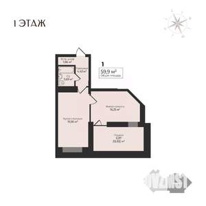 1-к квартира, строящийся дом, 60м2, 1/17 этаж