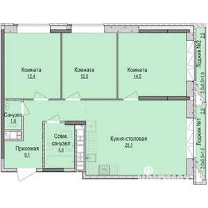 3-к квартира, строящийся дом, 81м2, 10/16 этаж