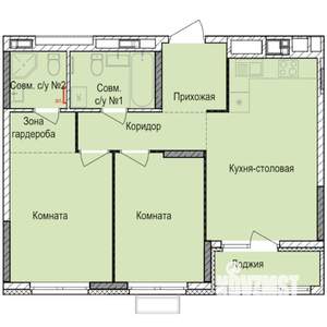 2-к квартира, строящийся дом, 58м2, 12/17 этаж