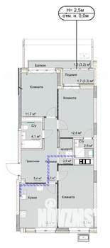 3-к квартира, сданный дом, 81м2, 2/17 этаж