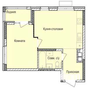 1-к квартира, строящийся дом, 40м2, 12/17 этаж