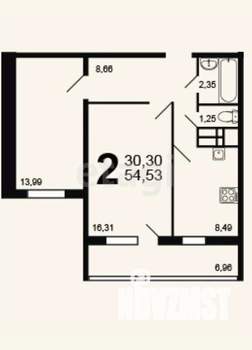 2-к квартира, вторичка, 55м2, 15/16 этаж