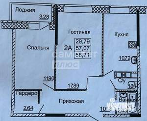 2-к квартира, вторичка, 58м2, 2/10 этаж