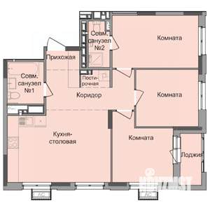 3-к квартира, строящийся дом, 76м2, 4/17 этаж