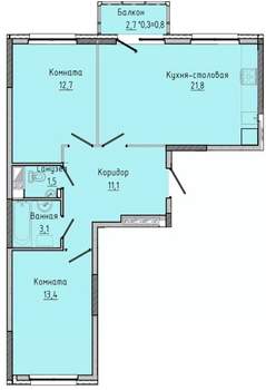 2-к квартира, вторичка, 64м2, 13/17 этаж