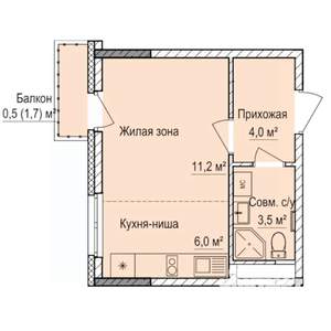 Студия квартира, строящийся дом, 25м2, 9/17 этаж