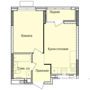 1-к квартира, строящийся дом, 35м2, 4/17 этаж