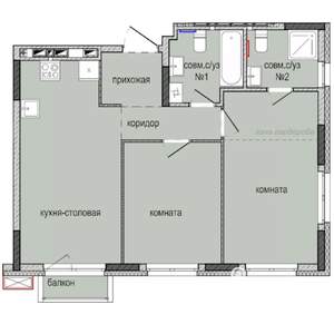 2-к квартира, строящийся дом, 58м2, 4/16 этаж