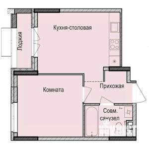 1-к квартира, строящийся дом, 37м2, 14/17 этаж