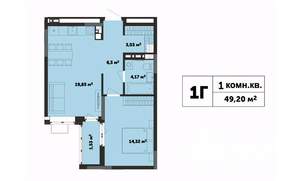 1-к квартира, строящийся дом, 49м2, 17/17 этаж