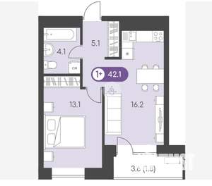 1-к квартира, вторичка, 42м2, 23/24 этаж