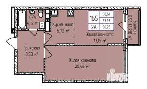 2-к квартира, вторичка, 56м2, 12/17 этаж