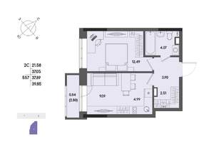 2-к квартира, вторичка, 38м2, 7/17 этаж