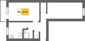 2-к квартира, вторичка, 46м2, 2/5 этаж