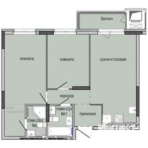 2-к квартира, строящийся дом, 60м2, 11/16 этаж