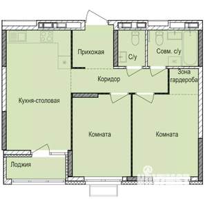 2-к квартира, строящийся дом, 57м2, 6/17 этаж