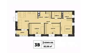 3-к квартира, строящийся дом, 83м2, 5/17 этаж