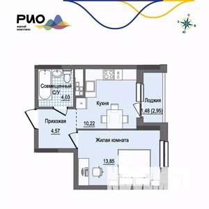 1-к квартира, вторичка, 34м2, 7/17 этаж