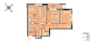 3-к квартира, вторичка, 59м2, 10/17 этаж