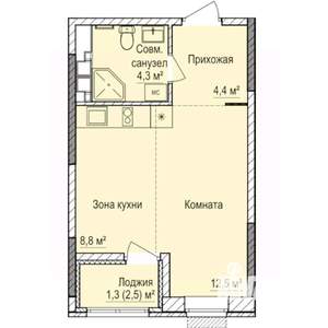 1-к квартира, строящийся дом, 31м2, 13/17 этаж
