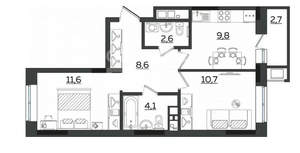 2-к квартира, вторичка, 50м2, 15/17 этаж