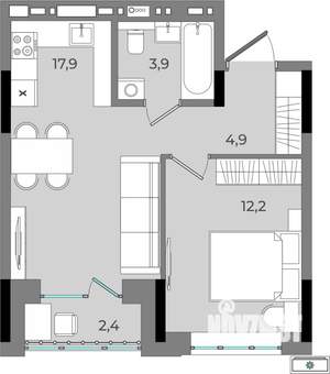 1-к квартира, вторичка, 41м2, 11/16 этаж