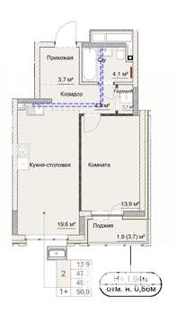 2-к квартира, сданный дом, 49м2, 2/17 этаж