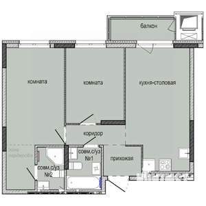 2-к квартира, строящийся дом, 60м2, 13/16 этаж