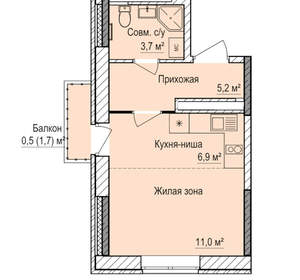 Студия квартира, вторичка, 27м2, 7/17 этаж