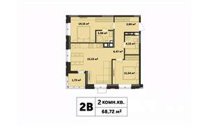 2-к квартира, строящийся дом, 69м2, 4/17 этаж