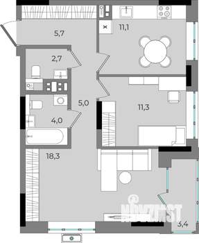 2-к квартира, вторичка, 62м2, 2/16 этаж