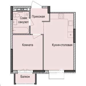 1-к квартира, строящийся дом, 38м2, 13/17 этаж