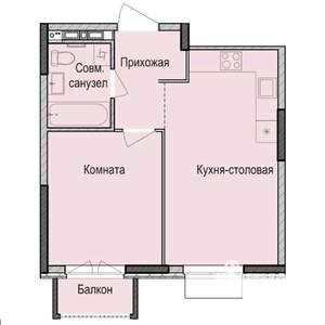 1-к квартира, строящийся дом, 39м2, 6/17 этаж