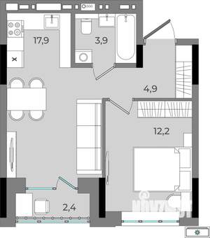 1-к квартира, вторичка, 41м2, 6/16 этаж