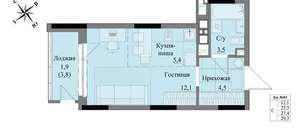 Студия квартира, вторичка, 27м2, 6/17 этаж