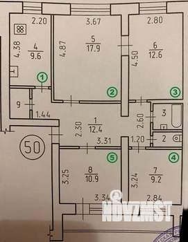 4-к квартира, вторичка, 78м2, 1/5 этаж