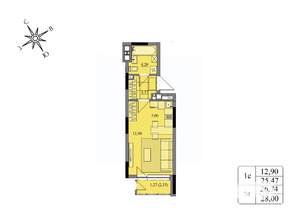 Студия квартира, вторичка, 27м2, 6/17 этаж