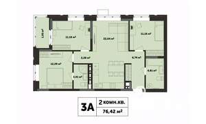 3-к квартира, строящийся дом, 76м2, 3/17 этаж