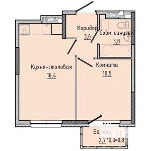 1-к квартира, вторичка, 35м2, 14/17 этаж