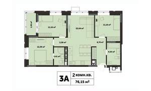 3-к квартира, строящийся дом, 76м2, 13/17 этаж