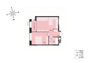 1-к квартира, строящийся дом, 39м2, 11/17 этаж
