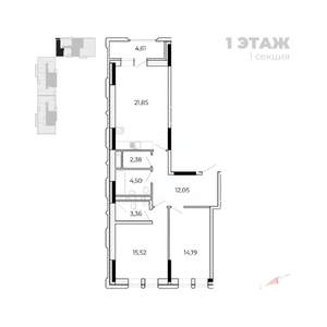 2-к квартира, строящийся дом, 78м2, 1/17 этаж