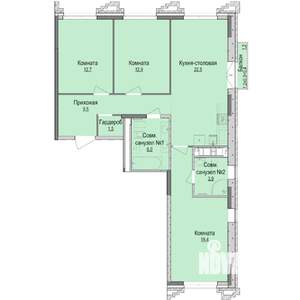 3-к квартира, строящийся дом, 88м2, 3/15 этаж