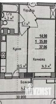 1-к квартира, вторичка, 41м2, 5/17 этаж