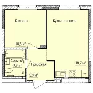 1-к квартира, строящийся дом, 39м2, 5/17 этаж