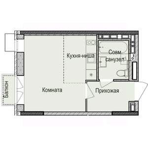 Студия квартира, строящийся дом, 26м2, 12/17 этаж